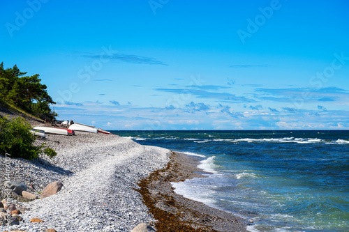 Obraz na płótnie Eroded limestone coastline on the island of Gotland in Sweden summertime