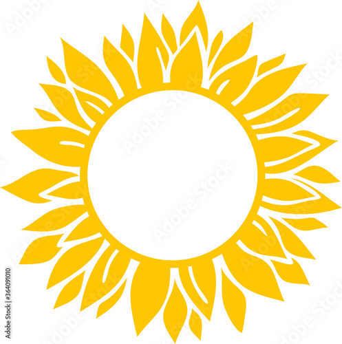 Sunflower vector illustration. Round icon in yellow