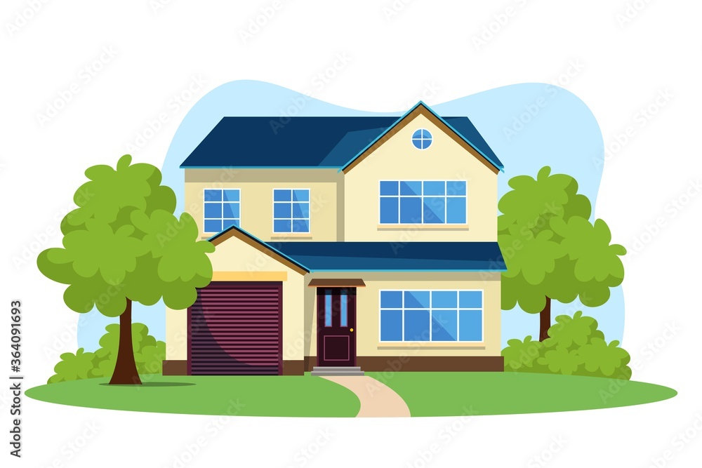 Modern front of house vector illustration