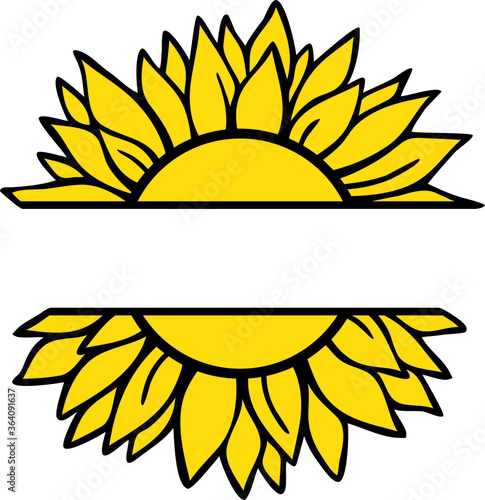 Sunflower split monogram frame for design