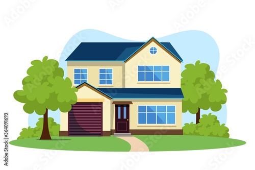 Modern front of house vector illustration