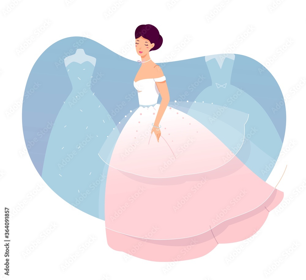 Beautiful gorgeous bride in wedding dress vector