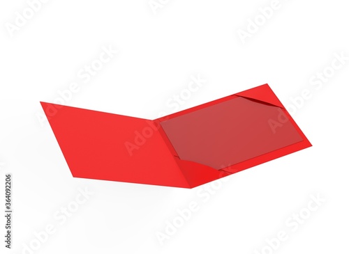 Blank  plastic card mockup inside paper booklet holder, Customer loyal booklet envelope. 3d rendering