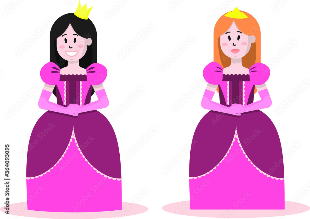 Fototapeta premium Beautiful princess. Illustration for books and manuals for children. Fairy Princess. Princess in a beautiful dress. Flat illustration. Vector image.