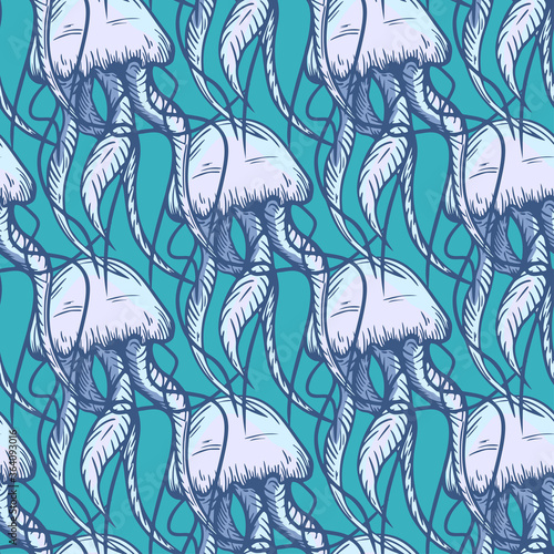 jellyfish ocean hand drawn pattern background