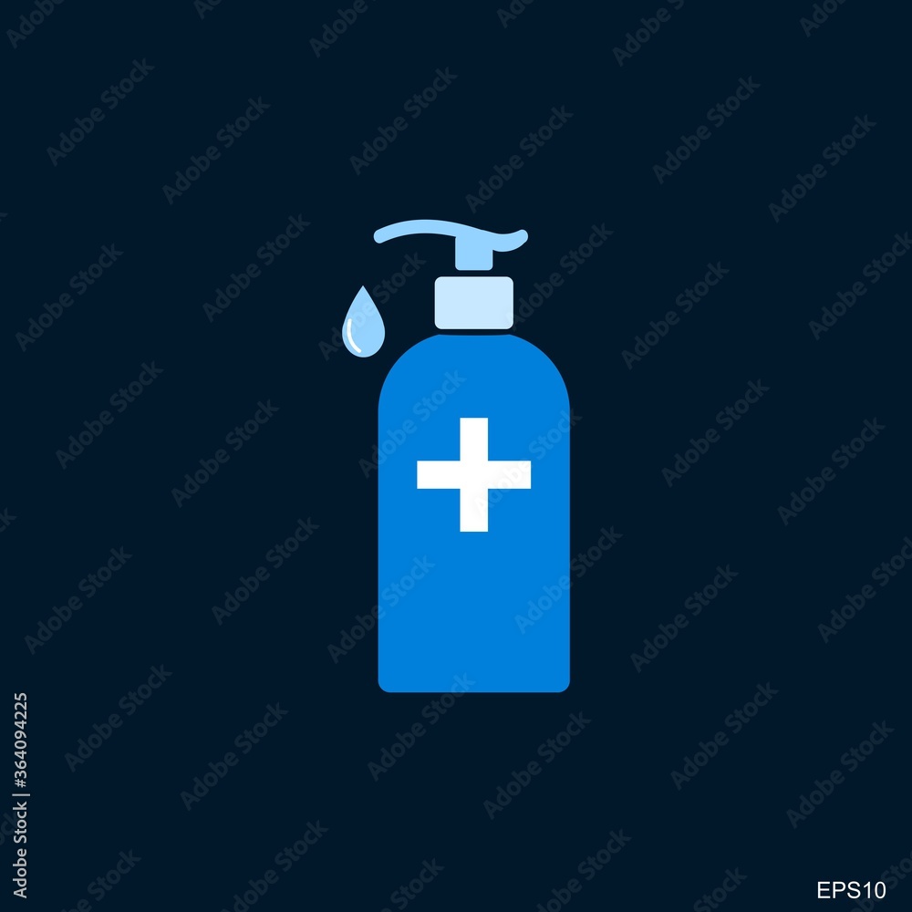Hand sanitizer icon on black bacground Hand sanitizer icon on black bacground
