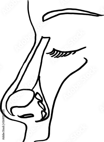 Contour vector outline drawing of nasopharynx. Medical design editable template