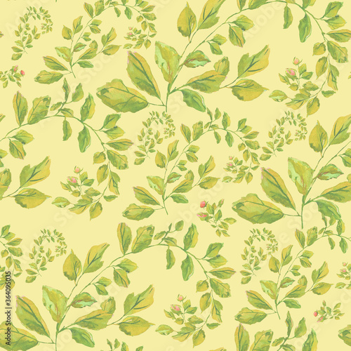 Bright seamless pattern a background with autumn roses leaves