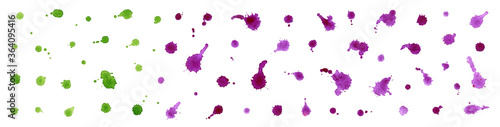 Set of hand drawn watercolor blots. Colorful paint splashes for birthday, party, holiday. Vector  artistic elements for brushes, background, wallpaper, greeting card, postcard, banner, template. 