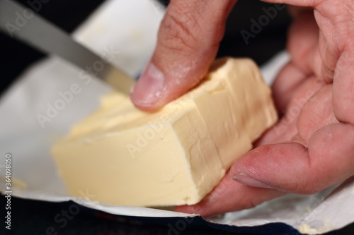 Dicing butter. Making Shoofly Tart Series.