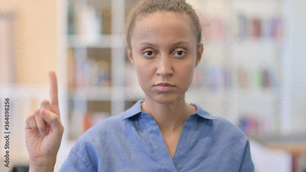 Portrait of Attractive African Woman saying No by Finger Portrait of Attractive African Woman saying No by Finger