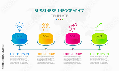 Business infographic Vector with 4 steps. Used for presentation, information, technology, website, work.