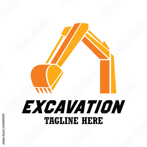 excavator or excavation logo emblems and insignia with text space for your slogan tagline. vector illustration