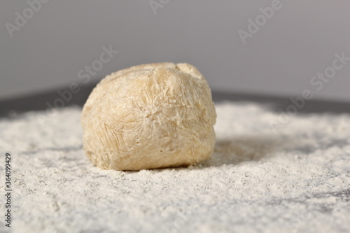 Dough ball on floured surface. Making Shoofly Tart Series. photo