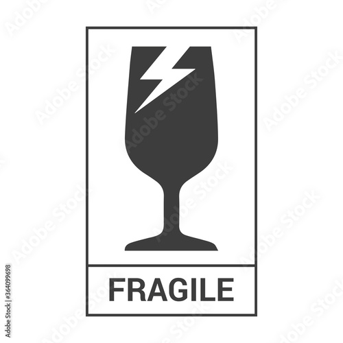 fragile icon symbol on grey background, vector Illustration