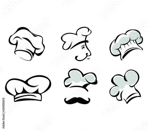 Chef Hat Logo Template silhouette. Bakery Logo Set Vector illustration