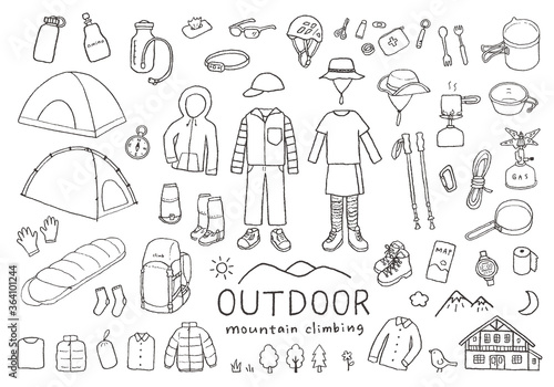 登山・アウトドアにまつわる手描きイラスト