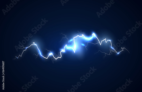 Beautiful thunderstorm isolated on dark background. Realistic lightning speed for thunder and lightning design.