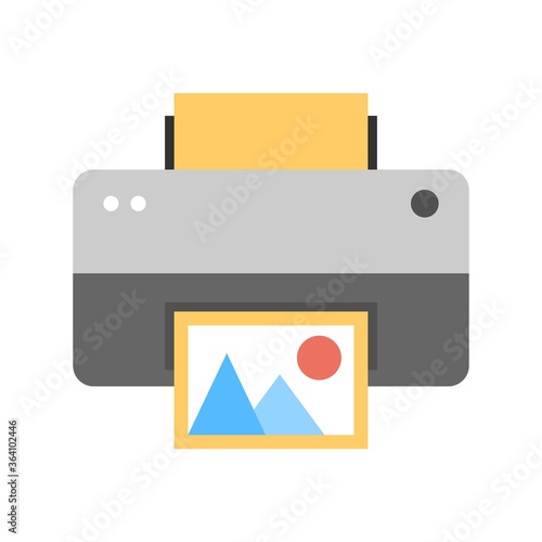 Photo printing icon illustration in flat design style. Picture, image printer sign.
