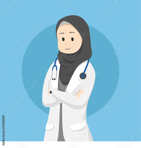 Muslim woman doctor wearing hijab