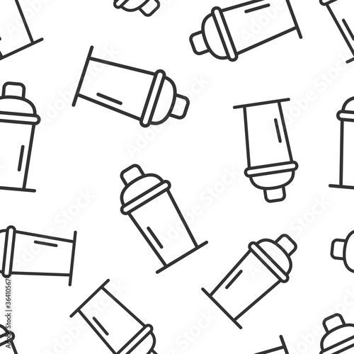 Shaker cocktail icon in flat style. Alcohol bottle vector illustration on white isolated background. Bar drink seamless pattern business concept.