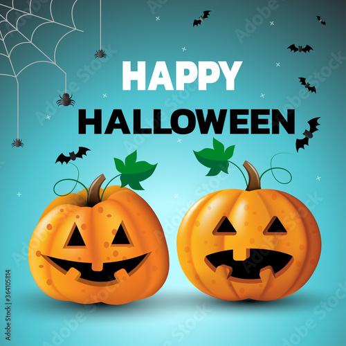 Happy halloween day banner, pumpkin