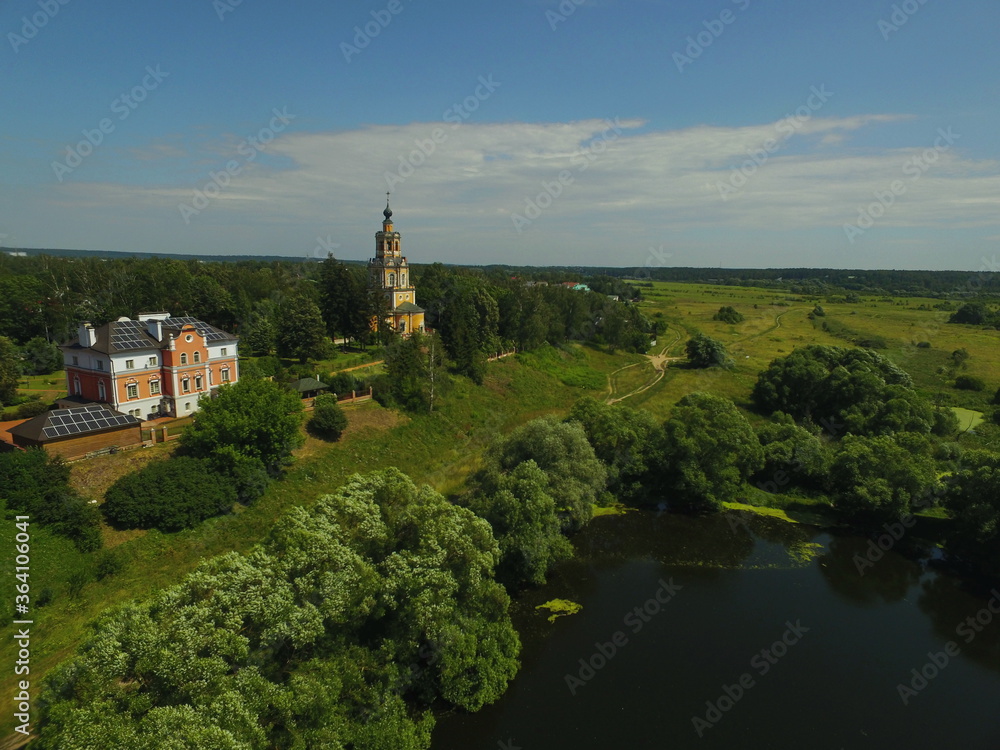 Fototapeta premium Orthodox Church of the Savior Not Made by Hands in the village of Ubory, Moscow Region.
