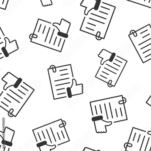 Approved document icon in flat style. Authorize vector illustration on white isolated background. Agreement check mark seamless patter business concept.