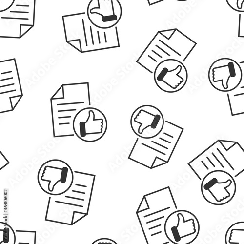 Approved document icon in flat style. Authorize vector illustration on white isolated background. Agreement check mark seamless patter business concept.