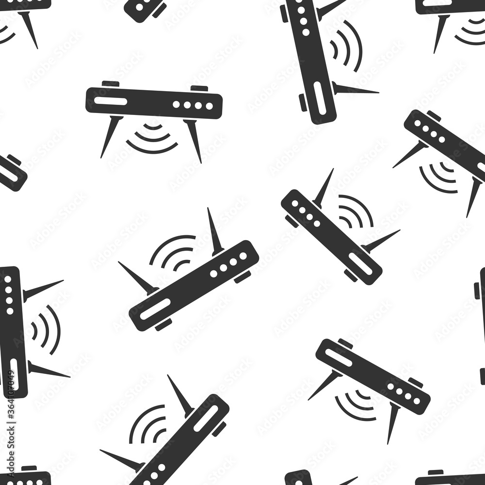 Wifi router icon in flat style. Broadband vector illustration on white isolated background. Internet connection seamless pattern business concept. Wifi router icon in flat style. Broadband vector illustration on white isolated background. Internet connection seamless pattern business concept.