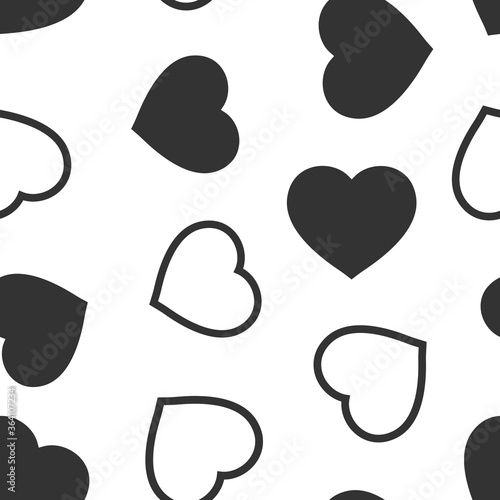 Heart icon in flat style. Love vector illustration on white isolated background. Romantic seamless pattern business concept.