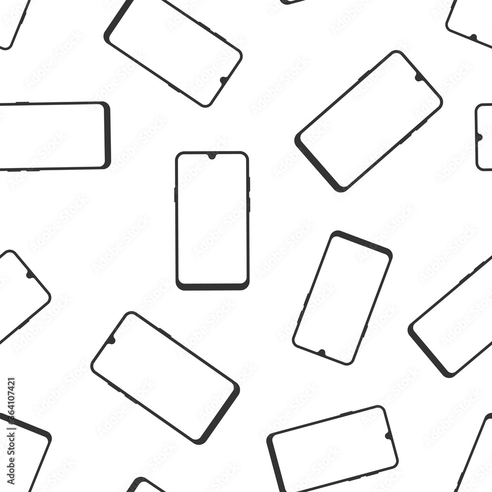 Smartphone blank screen icon in flat style. Mobile phone vector illustration on white isolated background. Telephone seamless pattern business concept. Smartphone blank screen icon in flat style. Mobile phone vector illustration on white isolated background. Telephone seamless pattern business concept.
