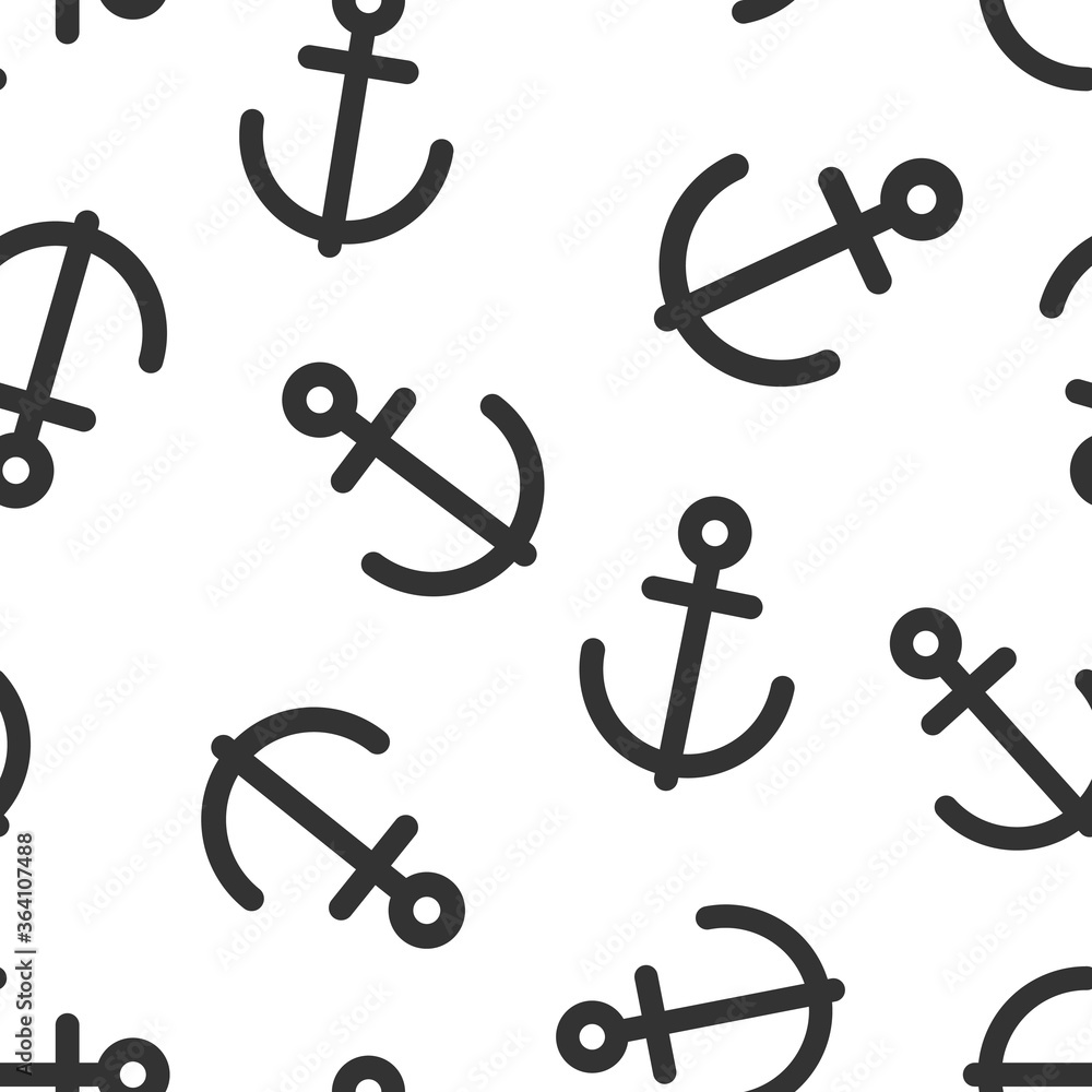 Boat anchor icon in flat style. Vessel hook vector illustration on white isolated background. Ship equipment seamless pattern business concept. Boat anchor icon in flat style. Vessel hook vector illustration on white isolated background. Ship equipment seamless pattern business concept.