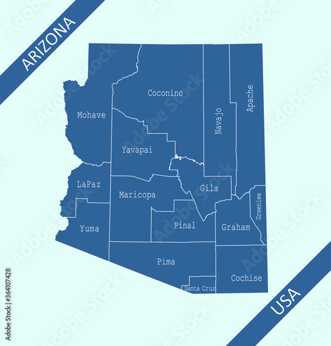 Counties map of Arizona labeled photo