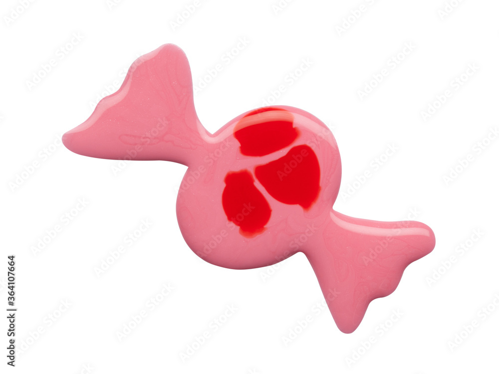 Blot of pink candy shaped nail polish isolated on white Blot of pink candy shaped nail polish isolated on white