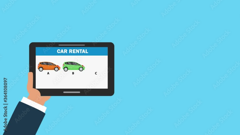 Businessman hands using a tablet to rent a car Businessman hands using a tablet to rent a car