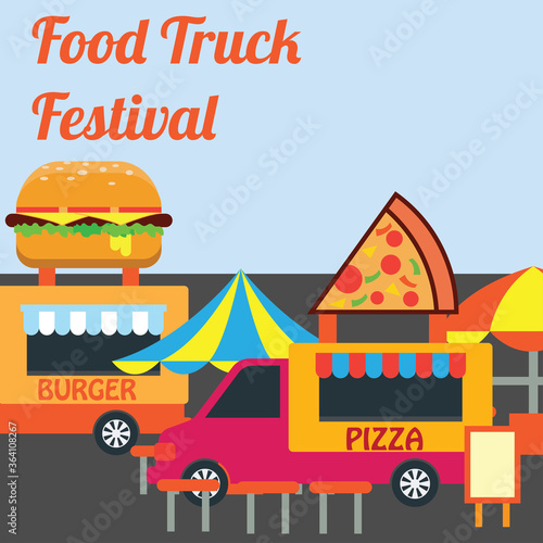 food truck festival banner and poster. vector illustration