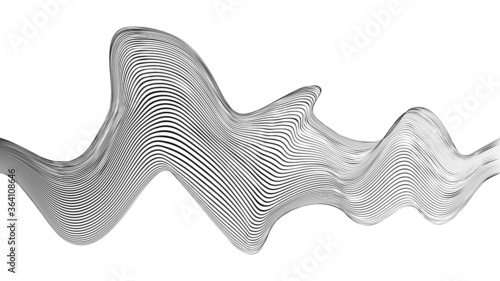 Abstract flow lines background . Fluid wavy shape .Striped linear pattern . Music sound wave . Vector illustration