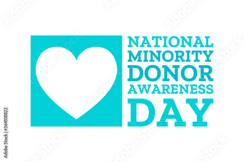 National Minority Donor Awareness Day. August 1. Holiday concept. Template for background, banner, card, poster with text inscription. Vector EPS10 illustration.