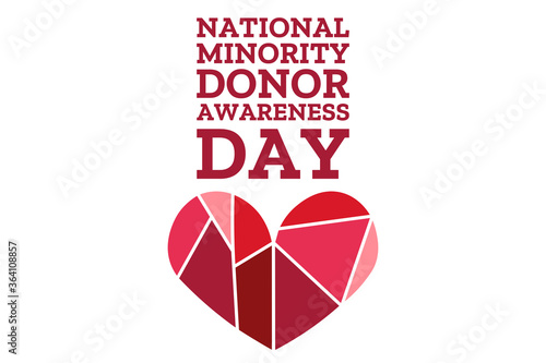 National Minority Donor Awareness Day. August 1. Holiday concept. Template for background, banner, card, poster with text inscription. Vector EPS10 illustration.