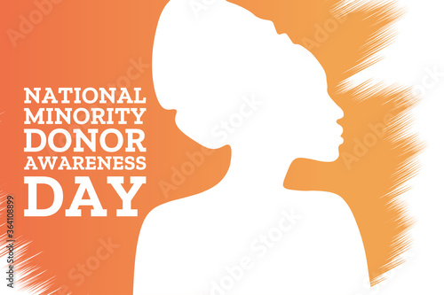 National Minority Donor Awareness Day. August 1. Holiday concept. Template for background, banner, card, poster with text inscription. Vector EPS10 illustration.