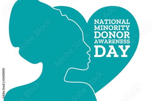 National Minority Donor Awareness Day. August 1. Holiday concept. Template for background, banner, card, poster with text inscription. Vector EPS10 illustration.