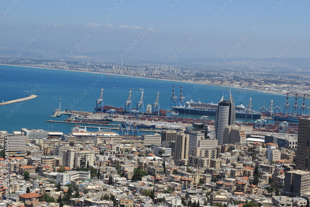 View to port of Haifa, israel