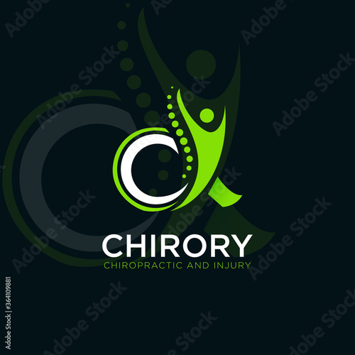 chirory logo, creative chiropractic and injury vector