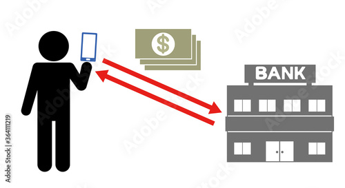 ネットバンク　ネット銀行　ドル　ピクトグラムイメージ　イラスト