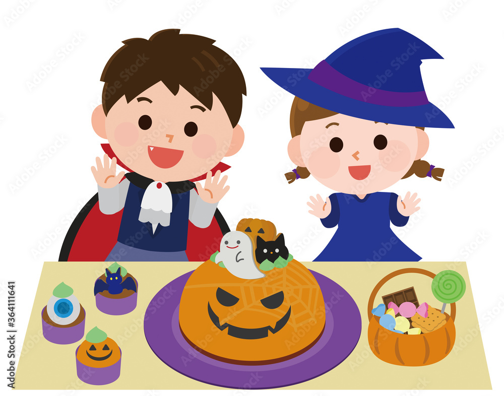 ハロウィン かわいいお菓子に喜ぶ子供 イラスト ハロウィン かわいいお菓子に喜ぶ子供 イラスト
