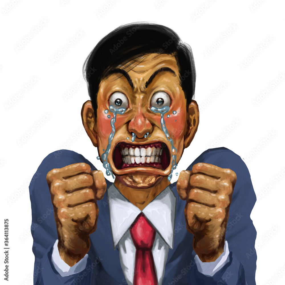 厚塗り 驚き 怒り 食いしばり 歯ぎしり ハゲ リアル 手描き Stock イラスト Adobe Stock