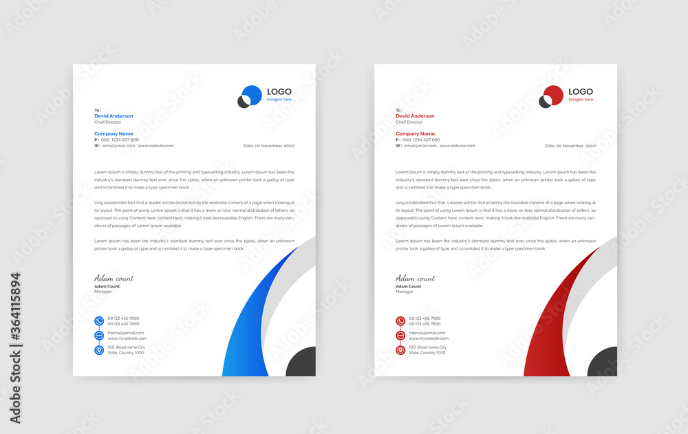 Abstract Corporate Business Style Letterhead Design Vector Template For ...