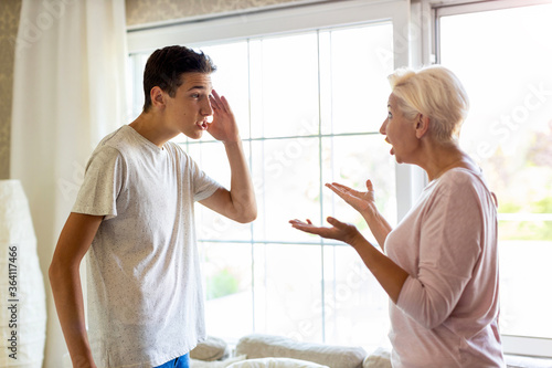 Canvas Print Mother and her son arguing at home