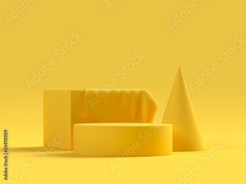 yellow scene geometric shape set podium stage 3d rendering